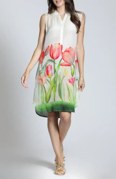 Apny Sleeveless Shift Dress In Green