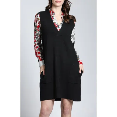 Apny Sleeveless Sweater Dress In Black