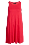 Apny Sleeveless Trapeze Dress In Red