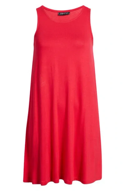 Apny Sleeveless Trapeze Dress In Red