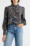 Apny Smocked Cuff Long Sleeve Top In Multi