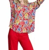 Apny Smocked Cuff Pullover Blouse In Red Multi In Red