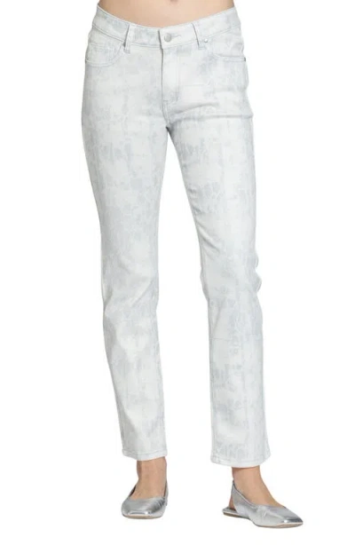 Apny Snakeskin Print Jeans In Sea Breeze