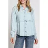 Apny Snap Front Cotton Shirt In Light Indigo
