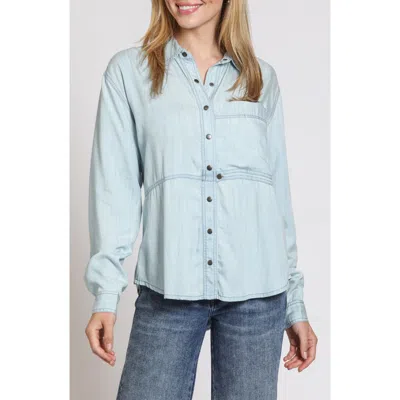 Apny Snap Front Cotton Shirt In Light Indigo