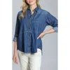 Apny Snap Front Cotton Shirt In Medium Indigo