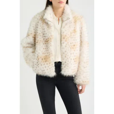 Apny Snow Lynx Faux Fur Jacket In Neutral