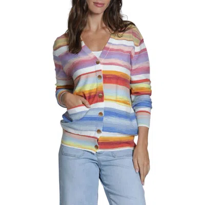 Apny Space Dye Stripe Cardigan In Multi