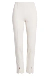 Apny Split Hem Pull-on Crop Slim Pants In Champagne