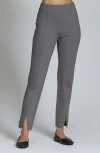 Apny Split Hem Pull-on Crop Slim Pants In Gray