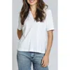Apny Split Neck Tee With Short Sleeves In White In White