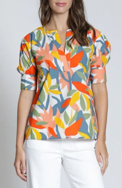 Apny Split Neck Top In Multi