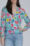 Apny Split Neck Top In Multi
