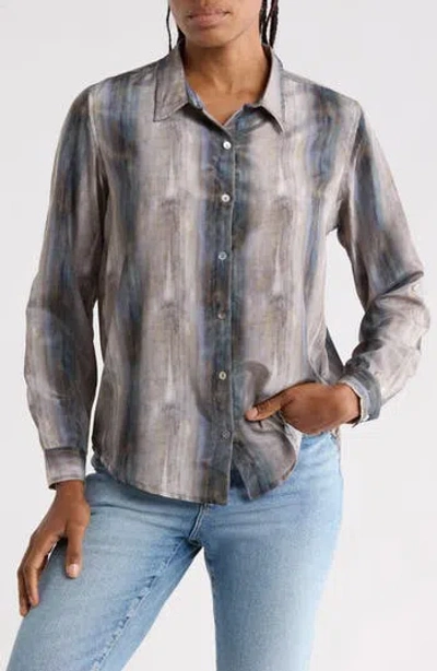 Apny Spread Collar Button-up Shirt In Grey Multi