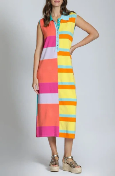 Apny Stripe Polo Dress In Multi