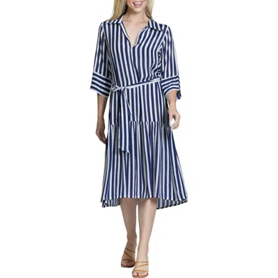 Apny Stripe Shirtdress In Blue