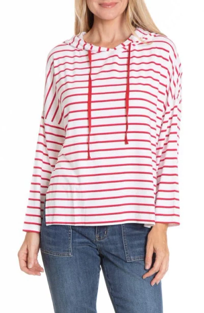 Apny Stripe Side Slit Hoodie In Red