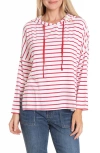 Apny Stripe Side Slit Hoodie In Red/white Stripe