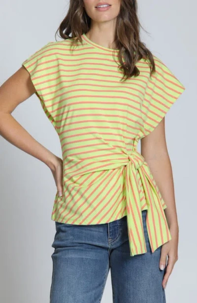 Apny Stripe Side Tie T-shirt In Yellow