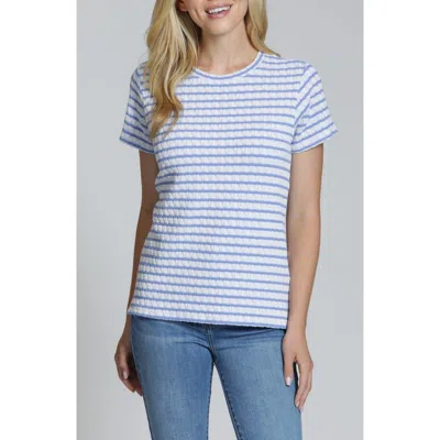 Apny Stripe Textured Short Sleeve Top In Blue