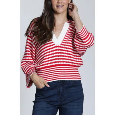 Apny Stripe Three-quarter Sleeve Sweater In Multi