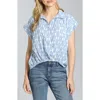 Apny Tab Cuff Print Cotton Top In Multi