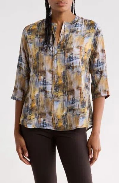 Apny Tassel Neck Shift Top In Yellow Multi