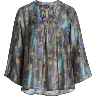 Apny Tassel V-neck Top In Blue