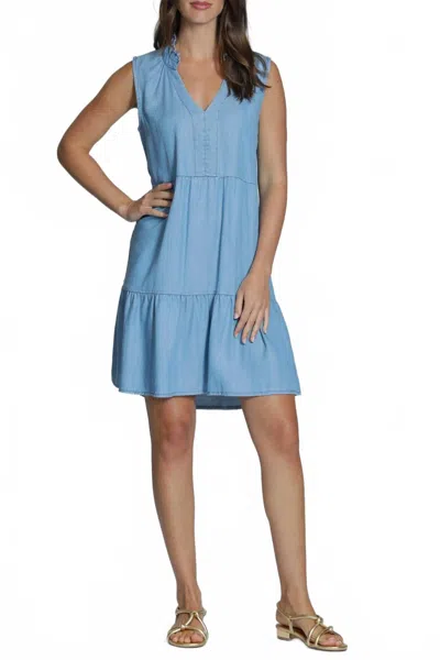 Apny Tencel Sleeveless Dress In Light Indigo In Blue