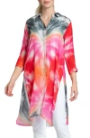 APNY TIE DYE CHIFFON BUTTON-UP TUNIC