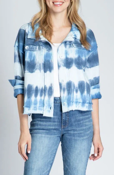 Apny Tie Dye Stripe Cotton Knit Jacket In Indigo Tiedye