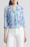 Apny Tie Neck Top In Blue / Purple Multi