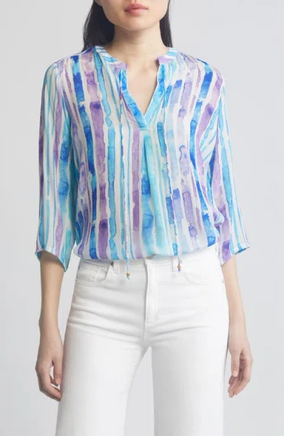 Apny Tie Neck Top In Multi