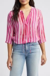 Apny Tie Neck Top In Pink Multi