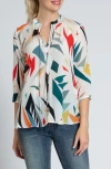 Apny Tie Neck Top In Red Multi