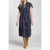 Apny Tiered Midi Dress In Blue