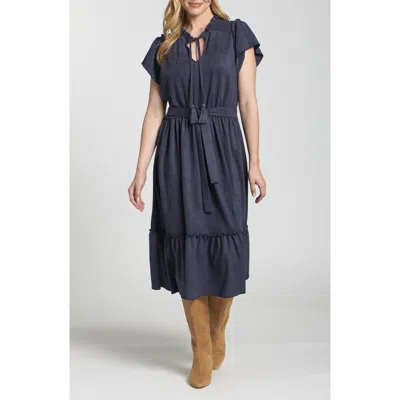 Apny Tiered Midi Dress In Blue