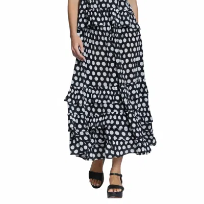 APNY TIERED PULL ON SKIRT IN BLACK/MONO SPOT