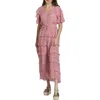 Apny Tiered Ruffle Maxi Dress In Red Multi