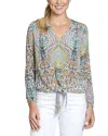 Apny Print Tie Front Top In Green