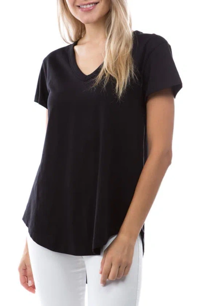 Apny V-neck High-low T-shirt In Black