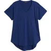 Apny V-neck High-low T-shirt In Navy