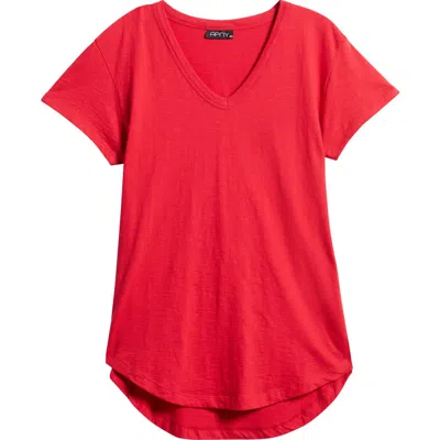 Apny V-neck High-low T-shirt In Red