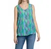 Apny V-neck Tank In Cool Tone Stripe In Multi
