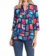 Apny V Neck Top With Tassel In Rainbow Square In Multi