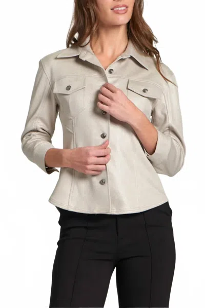 Apny Vegan Leather Shirt Jacket In Champagne In White