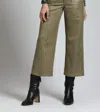 Apny Vegan Leather Wide Leg Pant In Olive