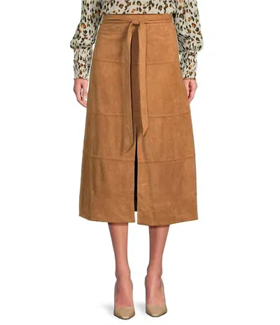 Apny Vegan Suede Skirt In Caramel In Brown