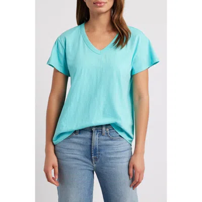 Apny V-neck High-low T-shirt In Blue Radiance