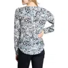 Apny Watercolor Print Ruffle V-neck Chiffon Top In Black Multi